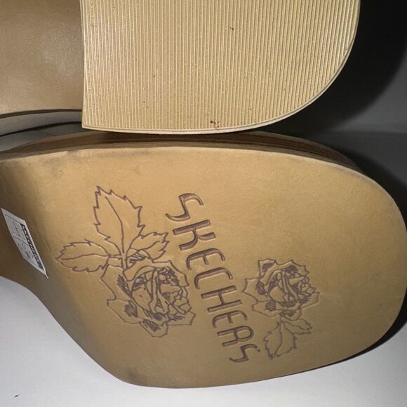 Skechers Boots Tan Beige Platform Size 10 Medium Mid Calf Platform Square Toe - Picture 8 of 11